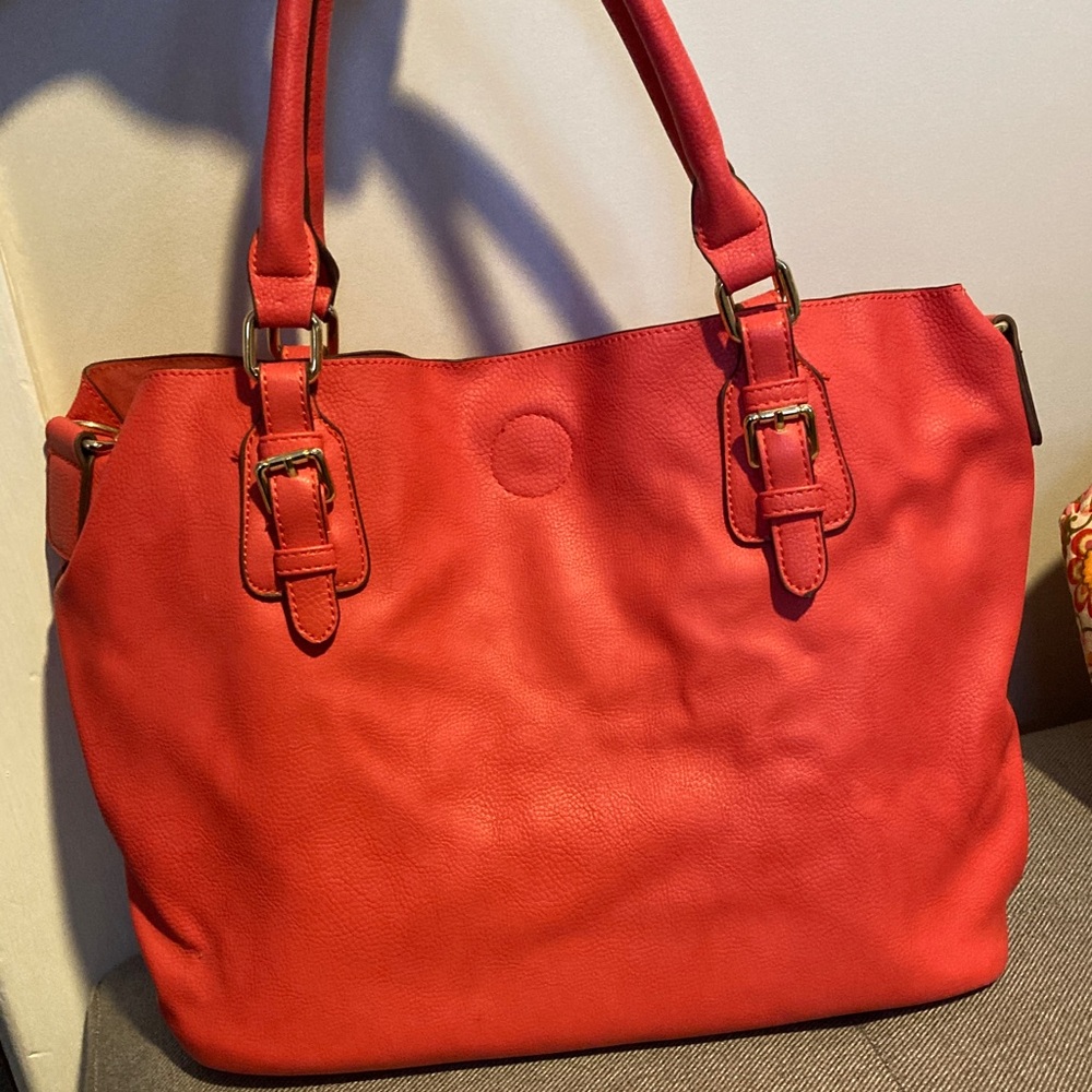 Charming Charlie Vibrant Coral Tote Bag